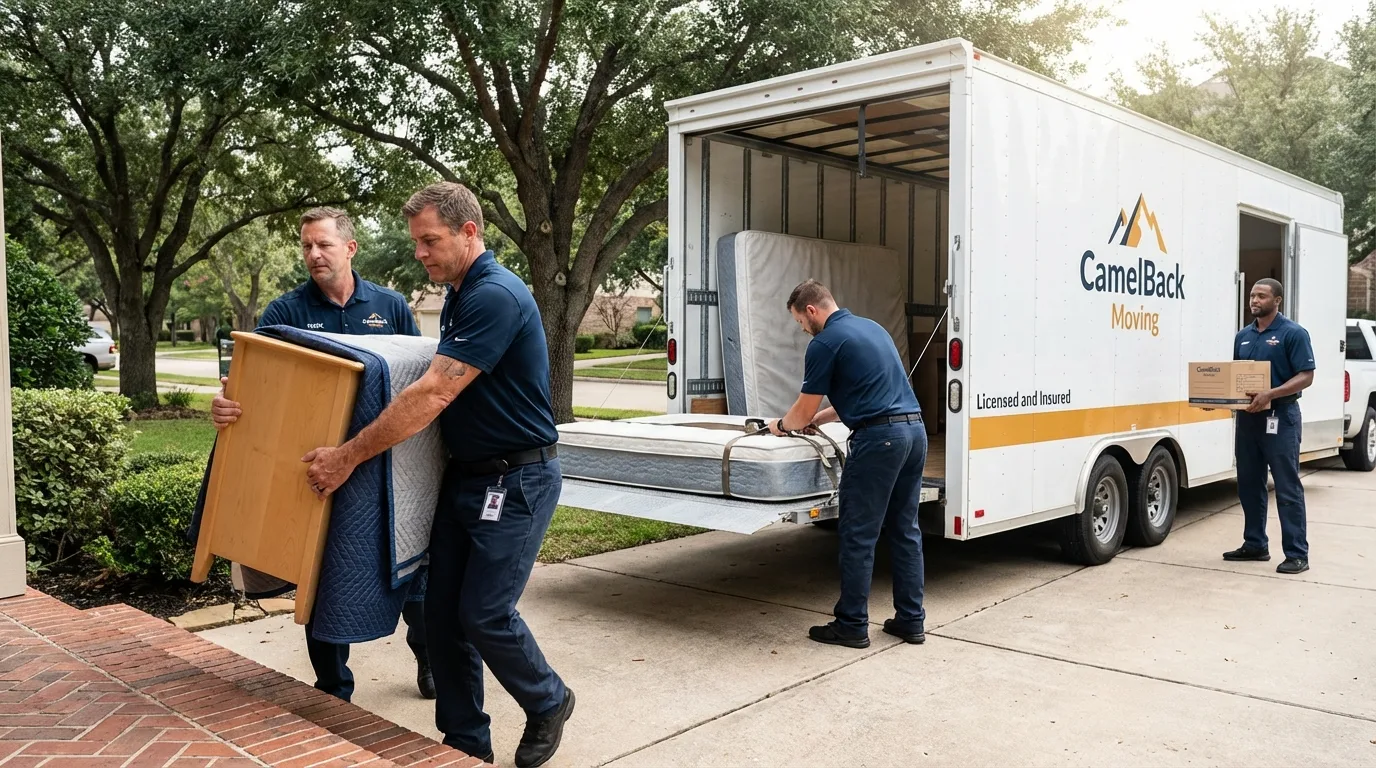 Crew loading residential truck for cross-state move from Dublin, NH