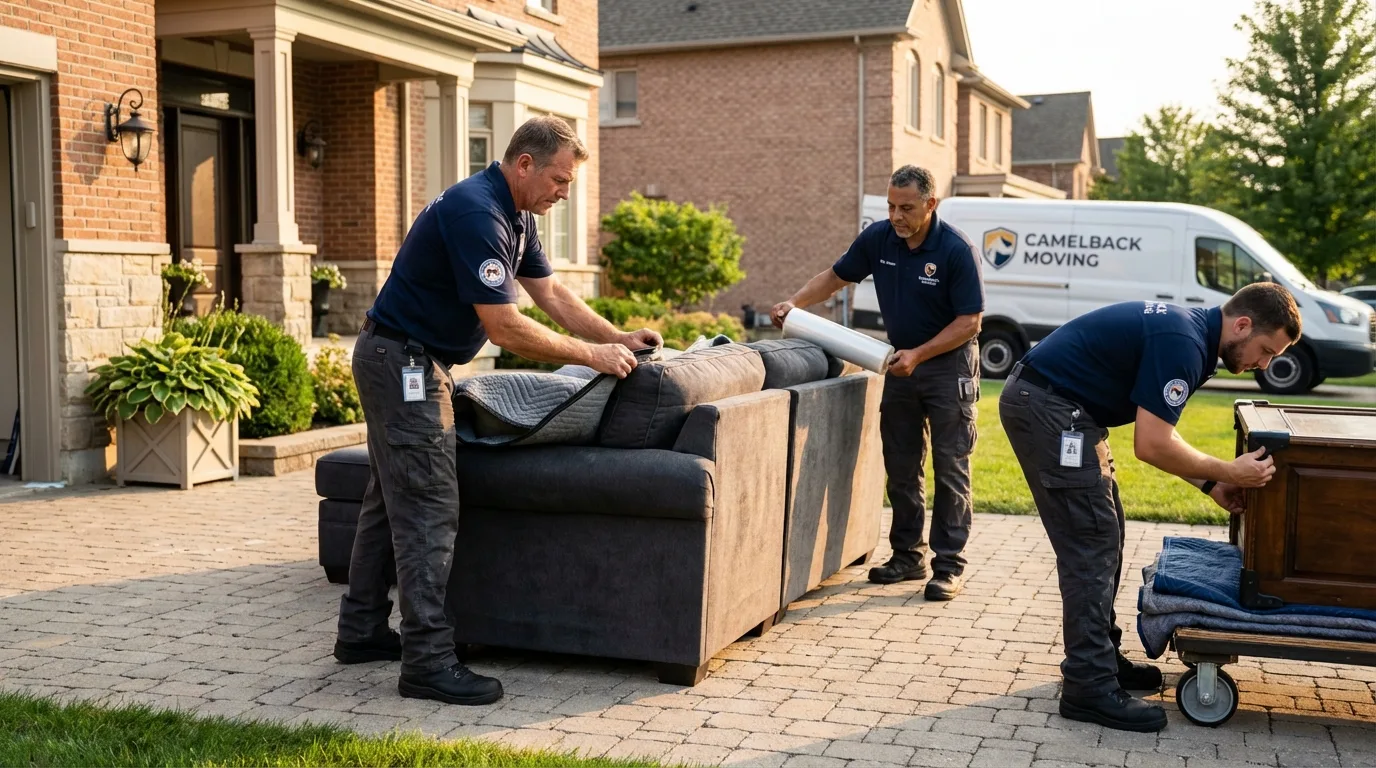 Large estate moving crew wrapping furniture in Dublin, NH