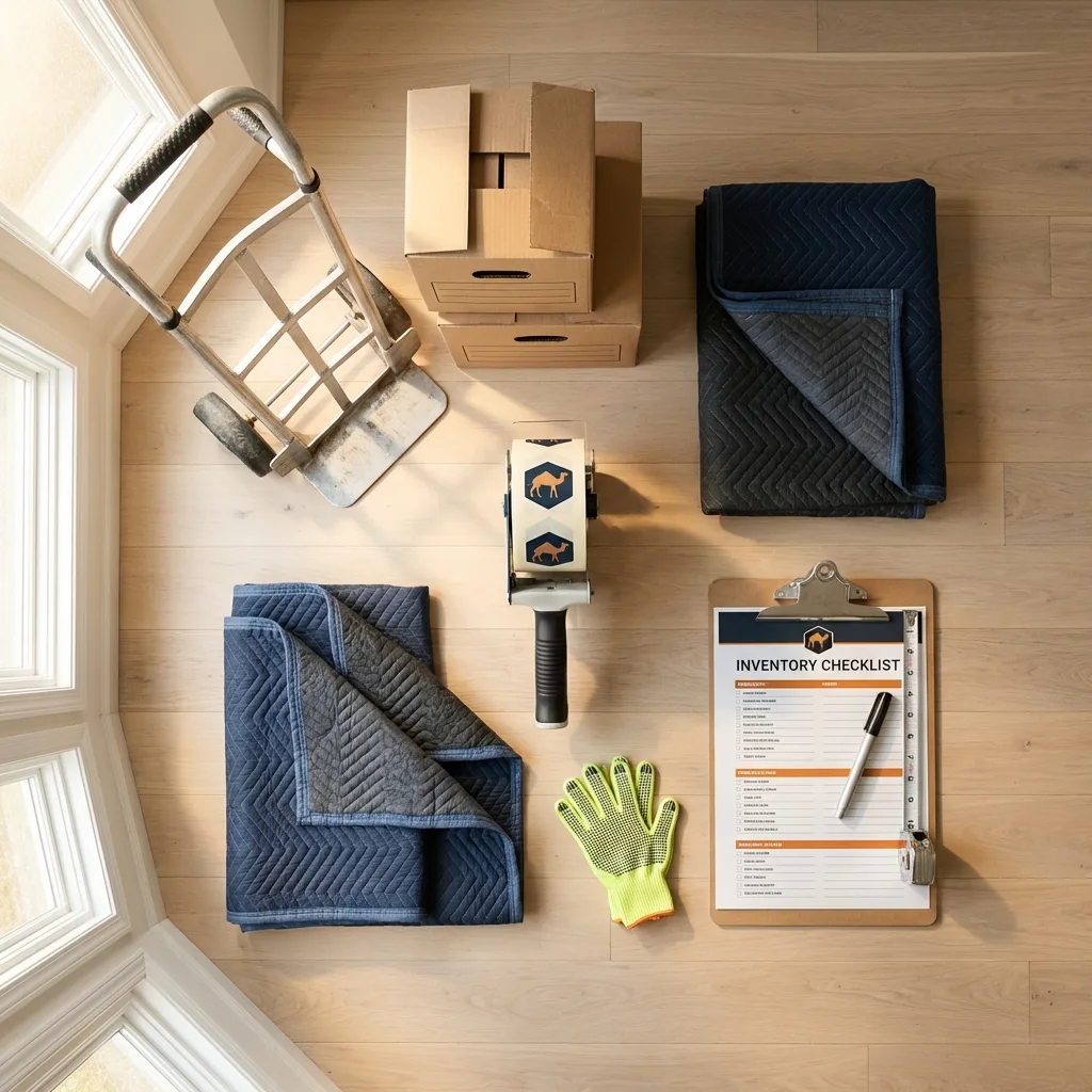 Professional moving supplies and packing materials layout for Dublin residential relocations